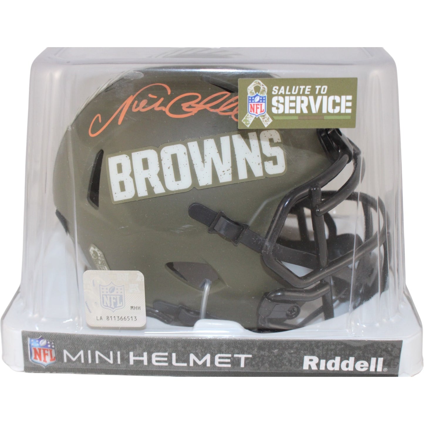 Nick Chubb Cleveland Browns Autographed 2022 Salute to Service Mini Helmet