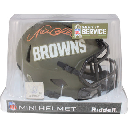 Nick Chubb Cleveland Browns Autographed 2022 Salute to Service Mini Helmet
