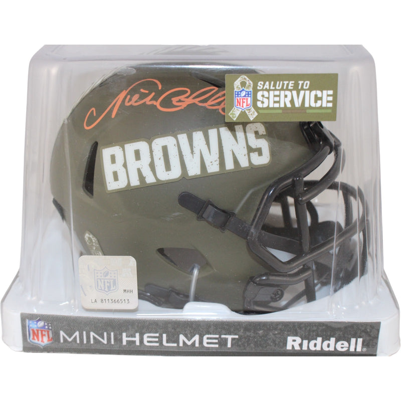 Nick Chubb Cleveland Browns Autographed 2022 Salute to Service Mini Helmet