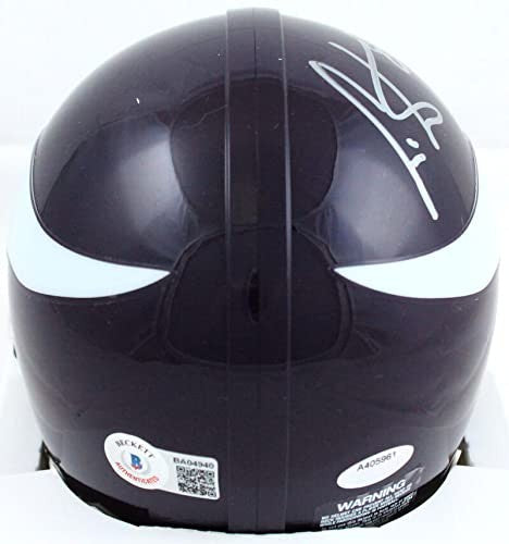 Cris Carter Autographed Minnesota Vikings Silver Mini Helmet