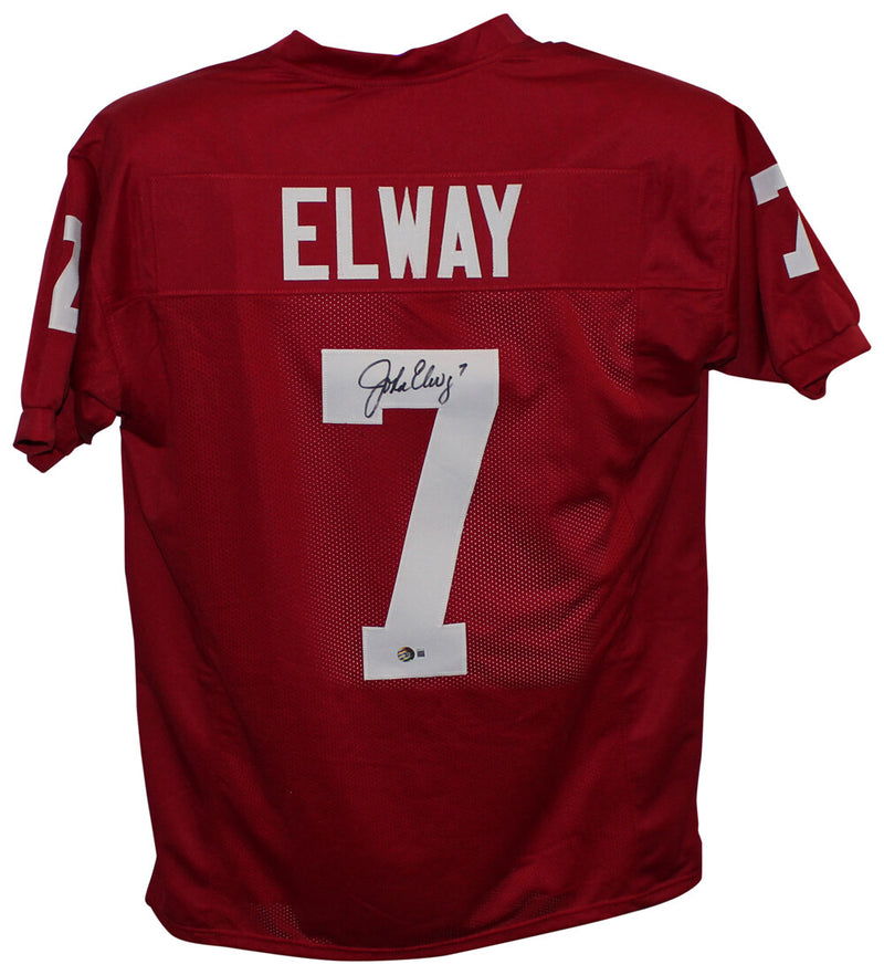 John Elway Signed Stanford Cardinal Custom College Style Red Jersey