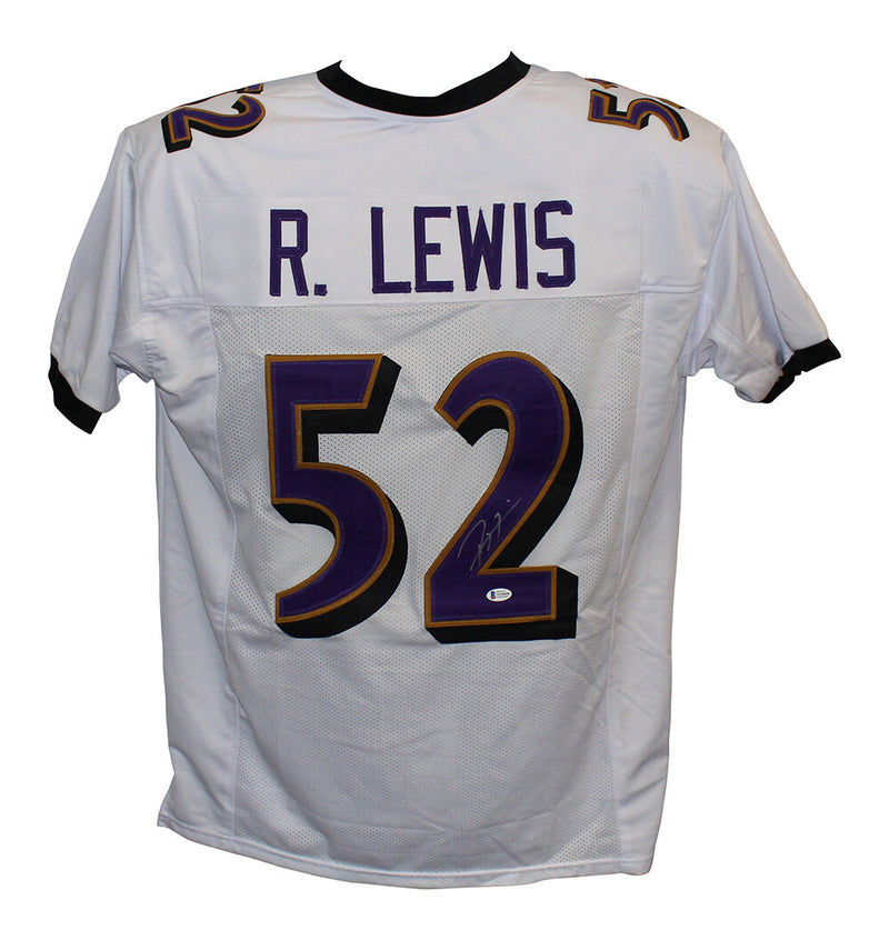 Ray Lewis Signed Baltimore Ravens Custom White Football Jersey