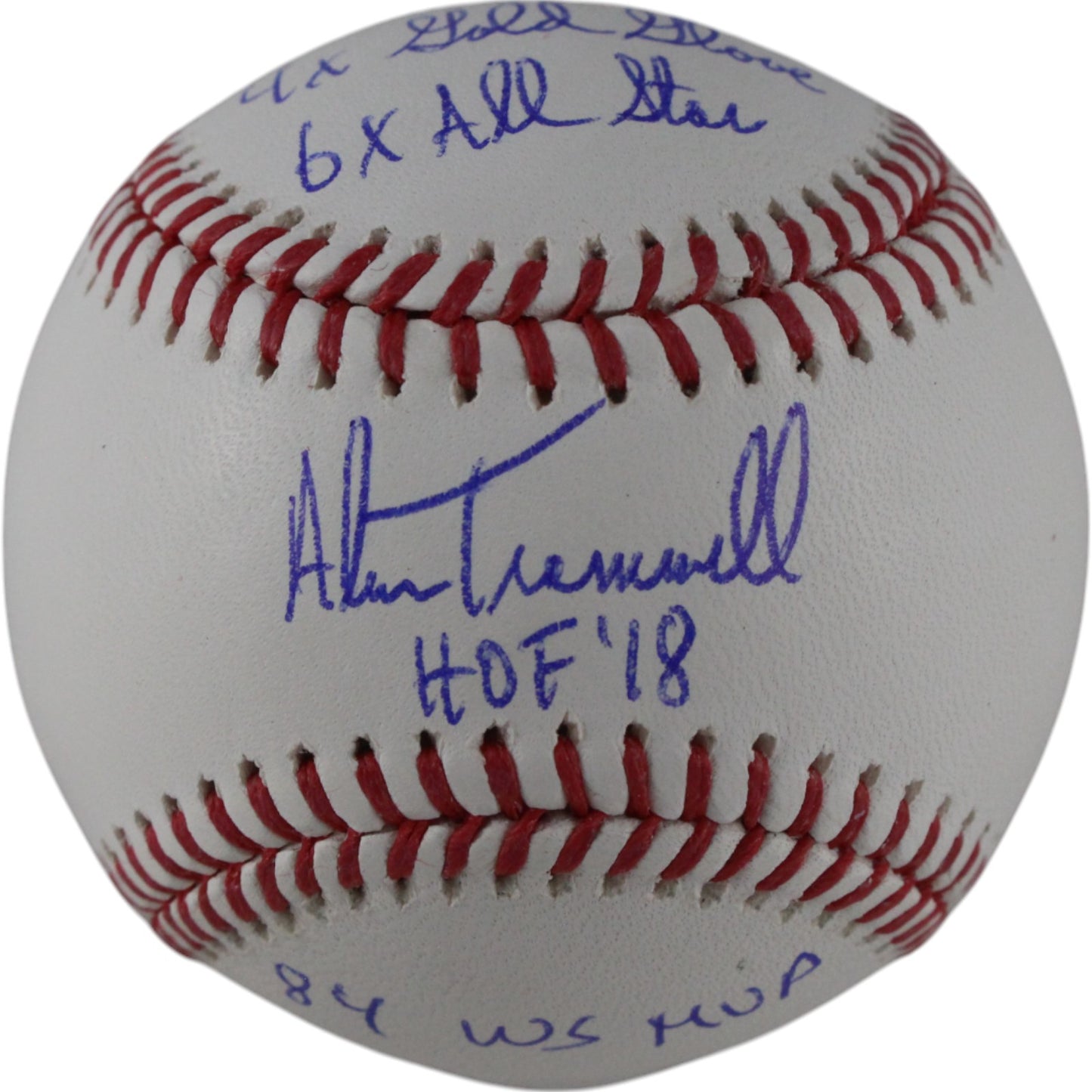 Alan Trammell Autographed Detroit Tigers Baseball with 4 Stats