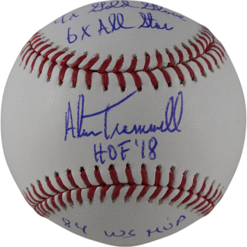 Alan Trammell Autographed Detroit Tigers Baseball with 4 Stats