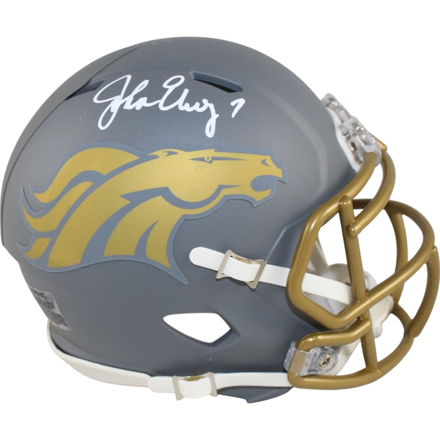 John Elway Denver Broncos Signed Slate Mini Helmet (Beckett COA)