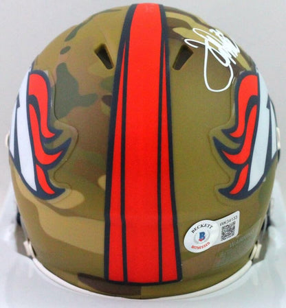Terrell Davis Signed Denver Broncos Camo Mini Helmet HOF Inscribed