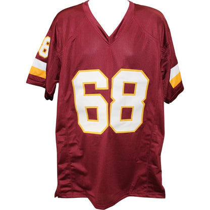 Russ Grimm Autographed Red Pro Style Jersey (HOF Inscription)