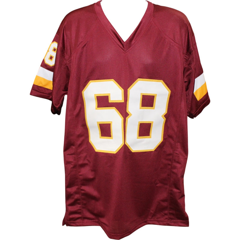 Russ Grimm Autographed Red Pro Style Jersey (HOF Inscription)