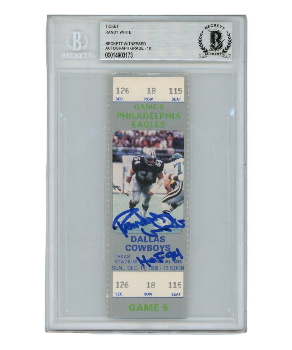 Randy White Signed Dallas Cowboys 12/14/86 Ticket Stub (HOF Inscribed)