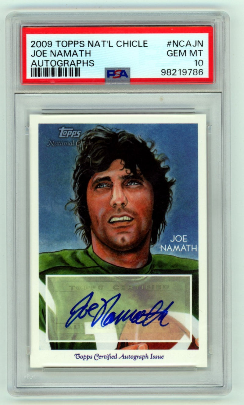 Joe Namath 2009 Topps National Chicle Legends Signed Card PSA 10 GEM