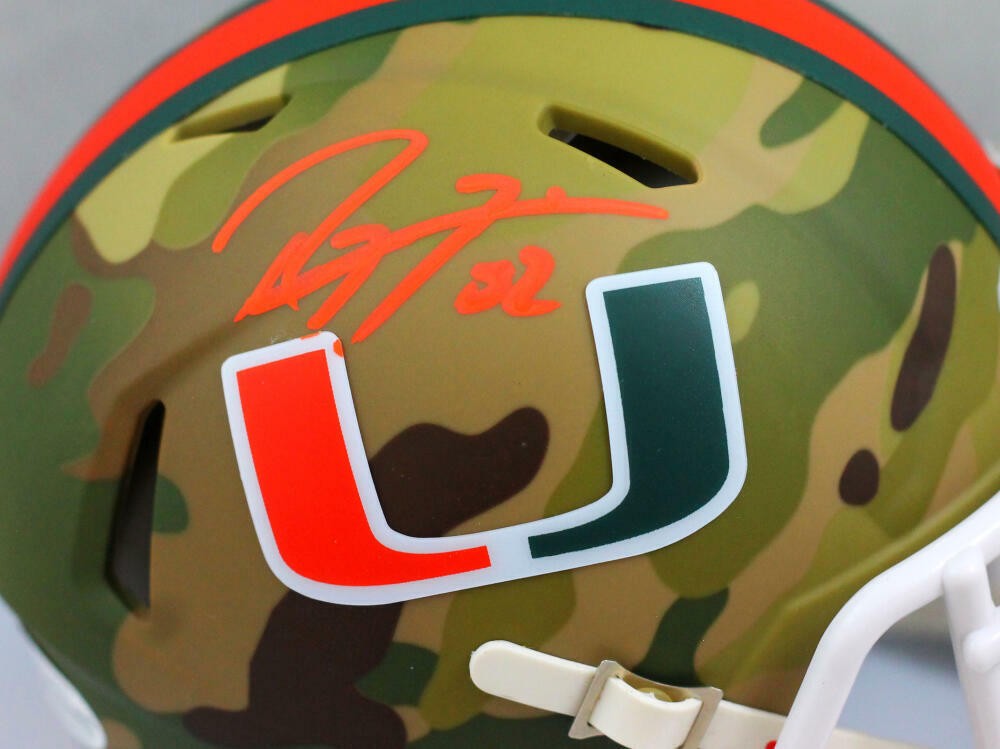 Ray Lewis Signed Miami Hurricanes Camo Speed Mini Helmet