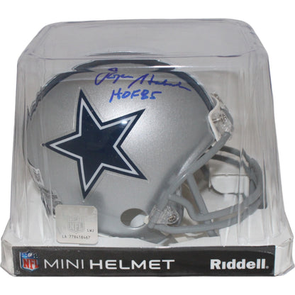 Roger Staubach Signed Dallas Cowboys VSR4 Mini Helmet HOF Beckett