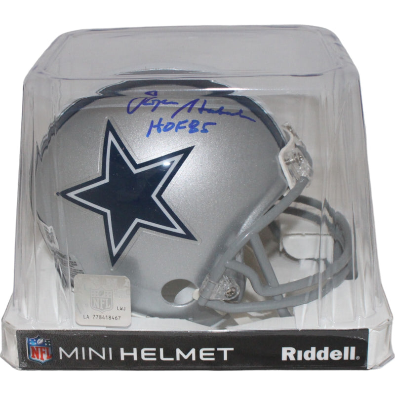 Roger Staubach Signed Dallas Cowboys VSR4 Mini Helmet HOF Beckett