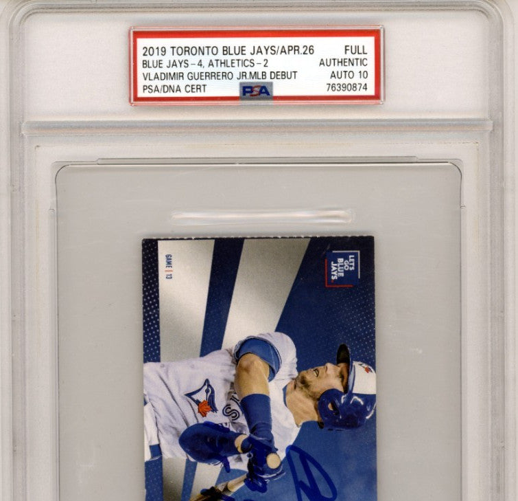 Vladimir Guerrero Jr. Signed MLB Debut & First Hit Full Ticket PSA 10 Auto