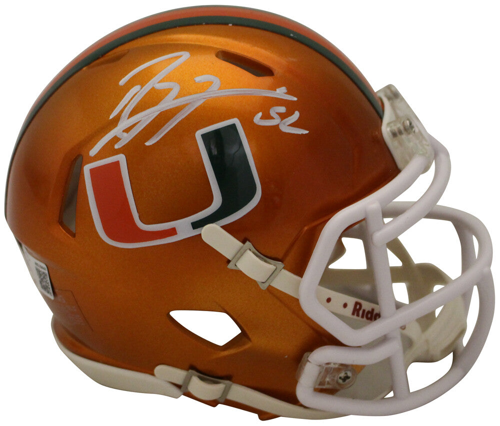 Ray Lewis Miami Hurricanes Signed Flash Speed Mini Helmet Beckett BAS