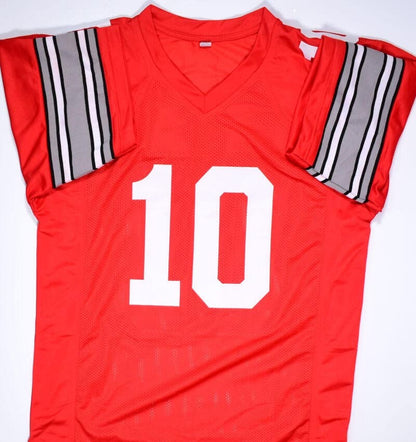 Troy Smith Signed Red Custom College Style Jersey