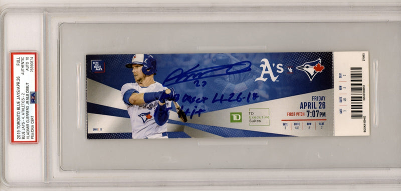 Vladimir Guerrero Jr. Signed MLB Debut & First Hit Full Ticket PSA 10 Auto