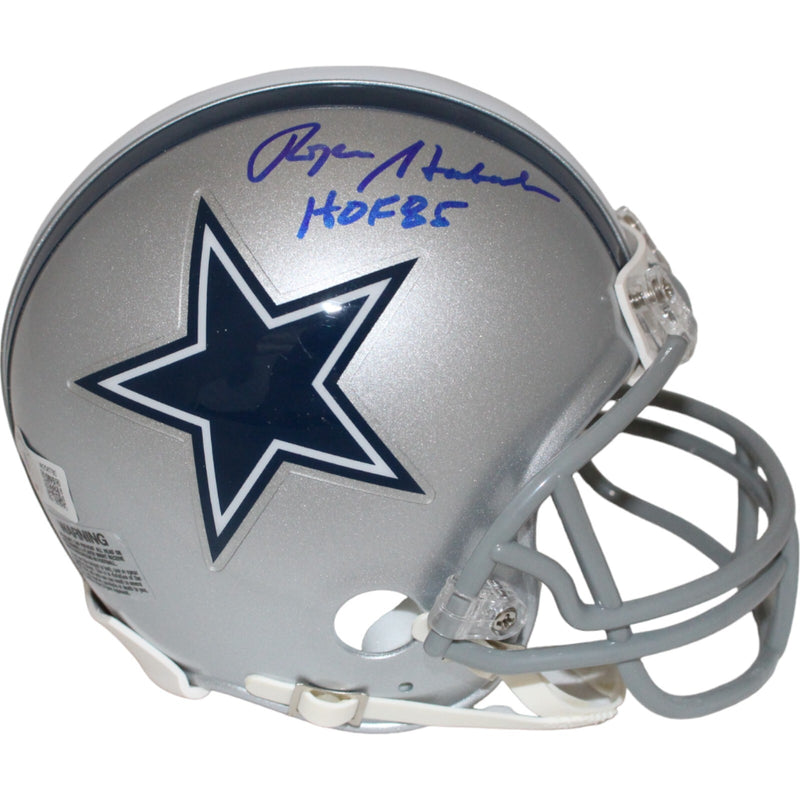 Roger Staubach Signed Dallas Cowboys VSR4 Mini Helmet HOF Beckett