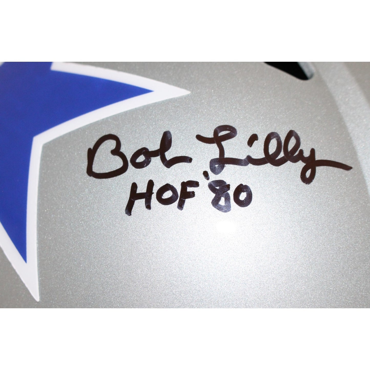 Bob Lilly Dallas Cowboys Signed Throwback Full Size Helmet (HOF)