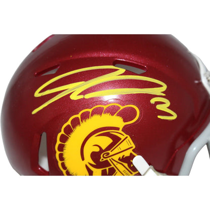 Jordan Addison Signed USC Trojans Riddell Mini Helmet Beckett COA