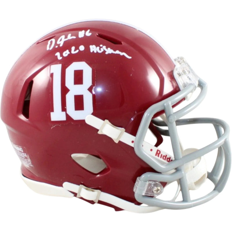 Devonta Smith Signed Alabama Crimson Tide Mini Helmet - Heisman Inscription