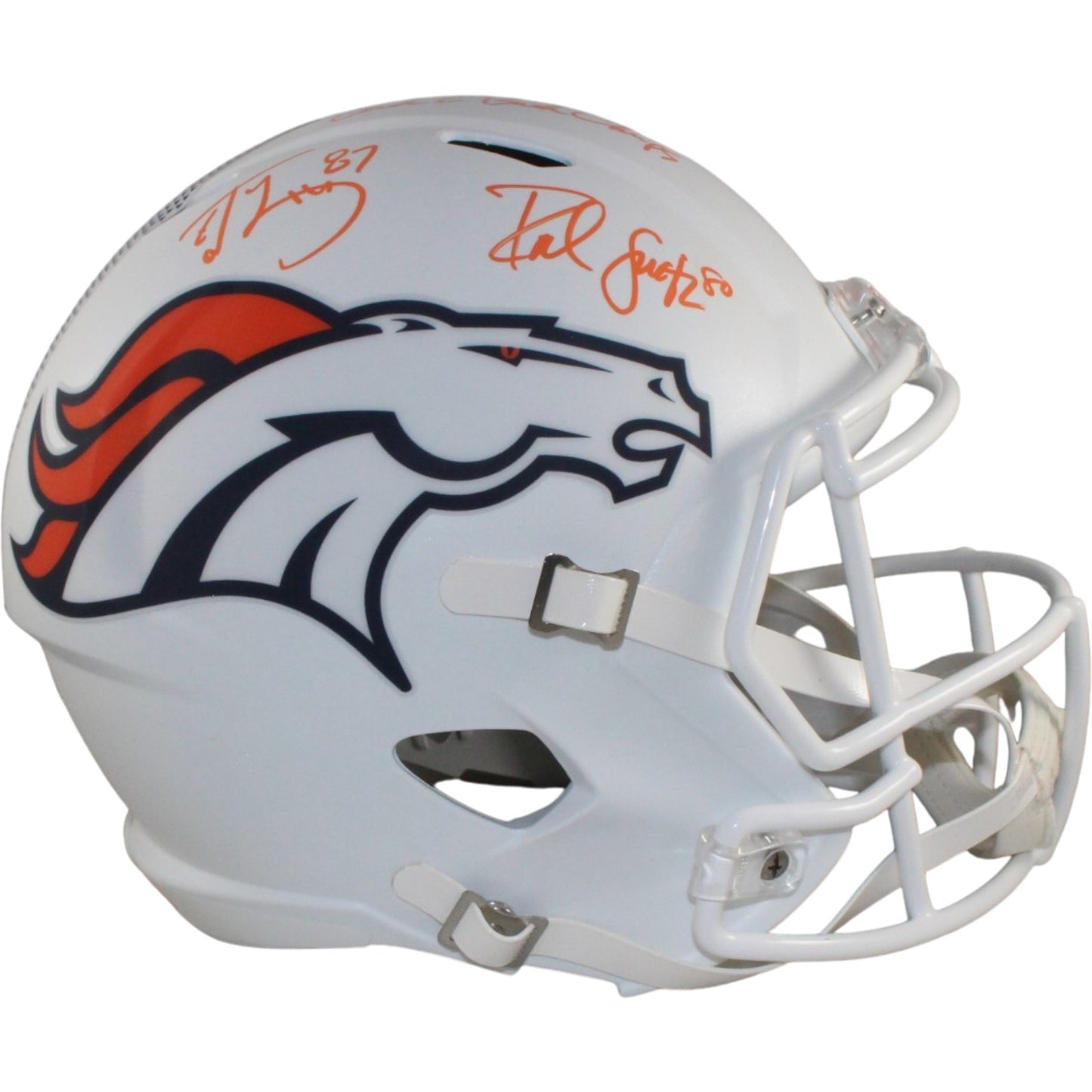 Ed McCaffrey & Rod Smith Signed Denver Broncos Full Size Alternate Helmet