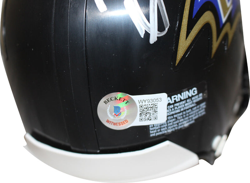 Ray Lewis & Ed Reed Signed Baltimore Ravens VSR4 Mini Helmet Beckett