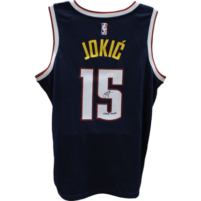 Nikola Jokic Signed Denver Nuggets Nike Navy Swingman Jersey MVP Inscription