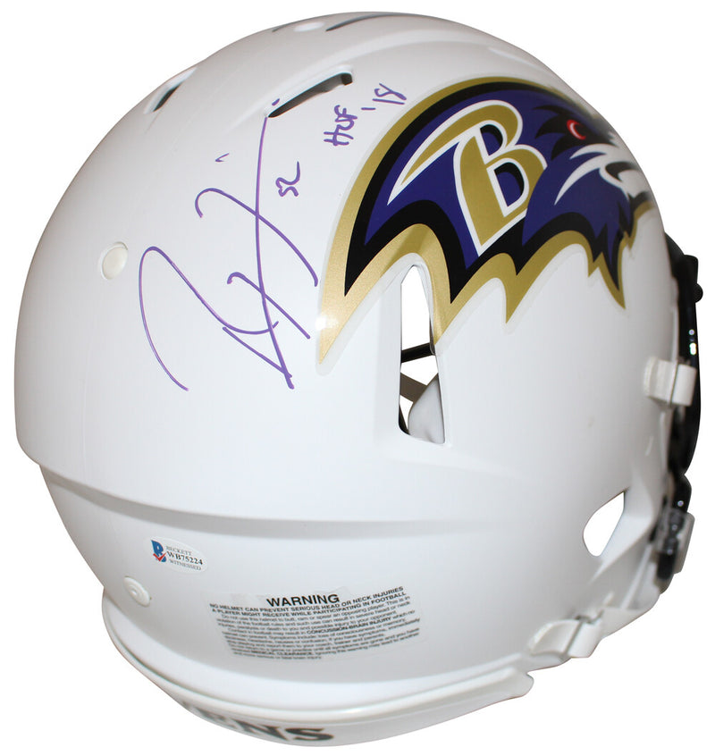 Ray Lewis Signed Baltimore Ravens Flat White Authentic Helmet HOF