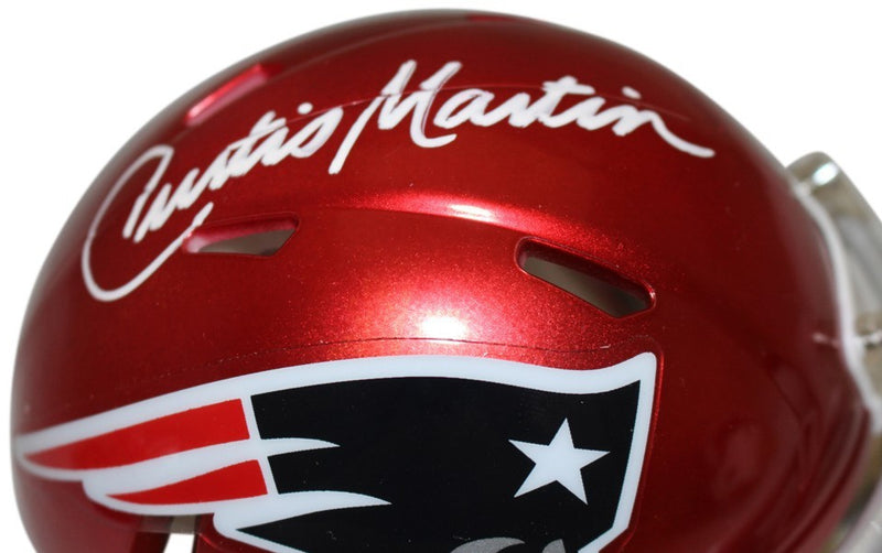 Curtis Martin Autographed New England Patriots Flash Mini Helmet PSA