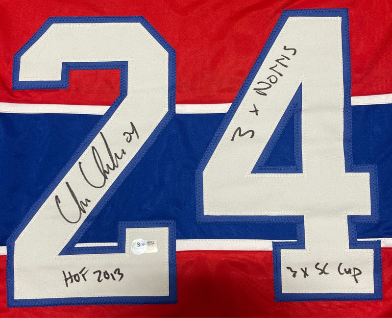 Chris Chelios Signed Montreal Canadiens Custom Jersey (3x Inscriptions)