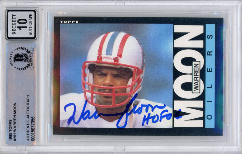 Warren Moon Houston Oilers Autographed 1985 Topps #251 Card - BAS Grade 10