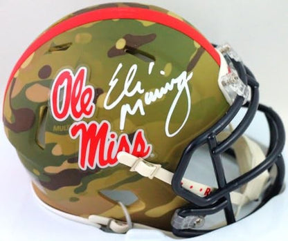 Eli Manning Signed Ole Miss Rebels Camo Speed Mini Helmet