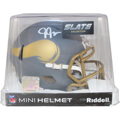 Justin Jefferson Autographed Minnesota Vikings Slate Mini Helmet
