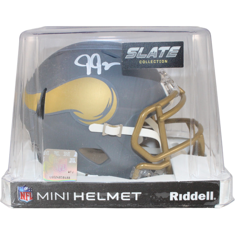 Justin Jefferson Autographed Minnesota Vikings Slate Mini Helmet