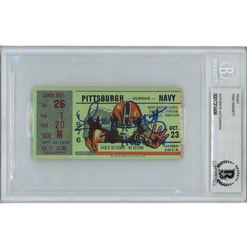 Tony Dorsett Autographed Pittsburgh Panthers 1976 Ticket Stub (Heisman)