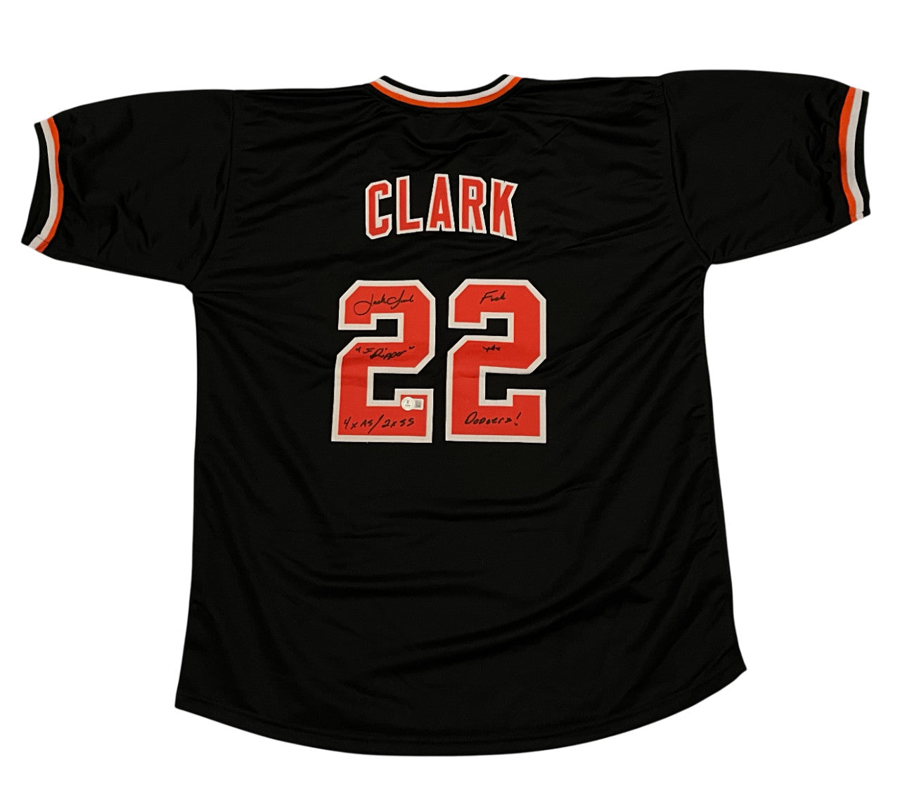 Jack Clark Signed San Francisco Giants Custom Jersey - 4 Inscriptions