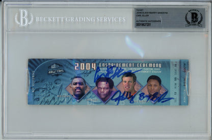 Barry Sanders, John Elway & Carl Eller Signed 2004 HOF Enshrinement Ticket