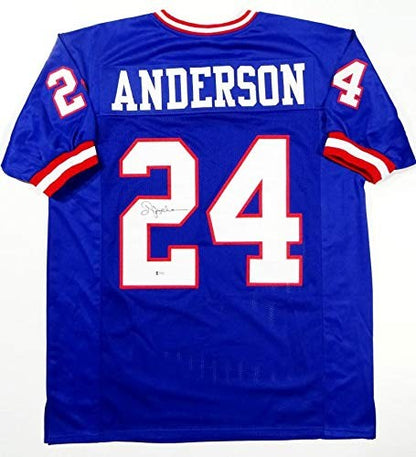 Ottis Anderson Autographed Blue Custom Football Jersey