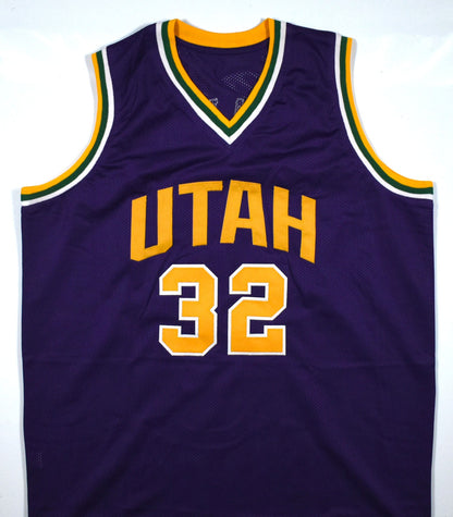 Karl Malone Autographed Purple Custom Jersey