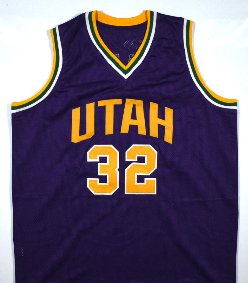 Karl Malone Autographed Purple Custom Jersey