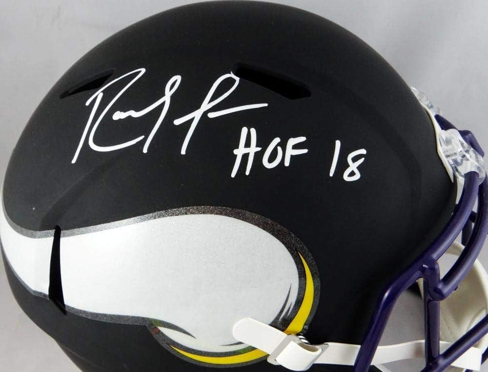 Randy Moss Signed Minnesota Vikings Full Size Flat Black Helmet (HOF)