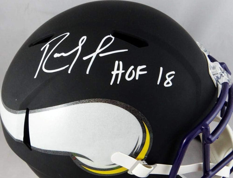 Randy Moss Signed Minnesota Vikings Full Size Flat Black Helmet (HOF)