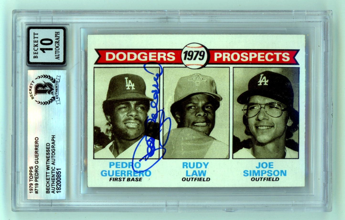 Pedro Guerrero Signed 1979 Topps #719 Rookie Card BGS 10 Auto