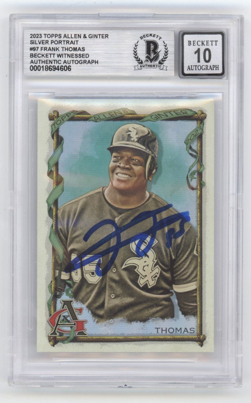 Frank Thomas Signed 2023 Topps Allen & Ginter Silver Portrait Card BGS 10 Auto