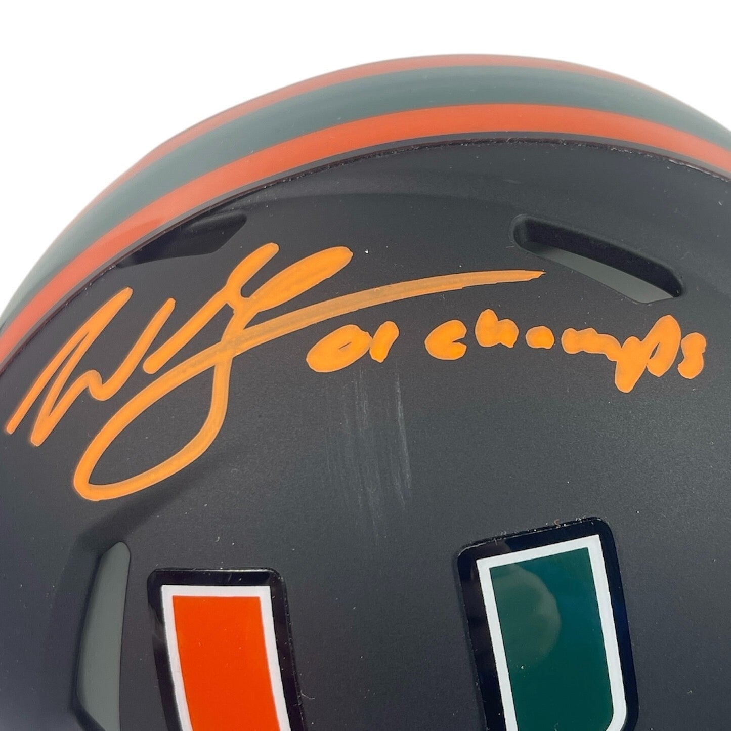 Willis McGahee Signed Miami Hurricanes Miami Nights Mini Helmet "01 Champs"