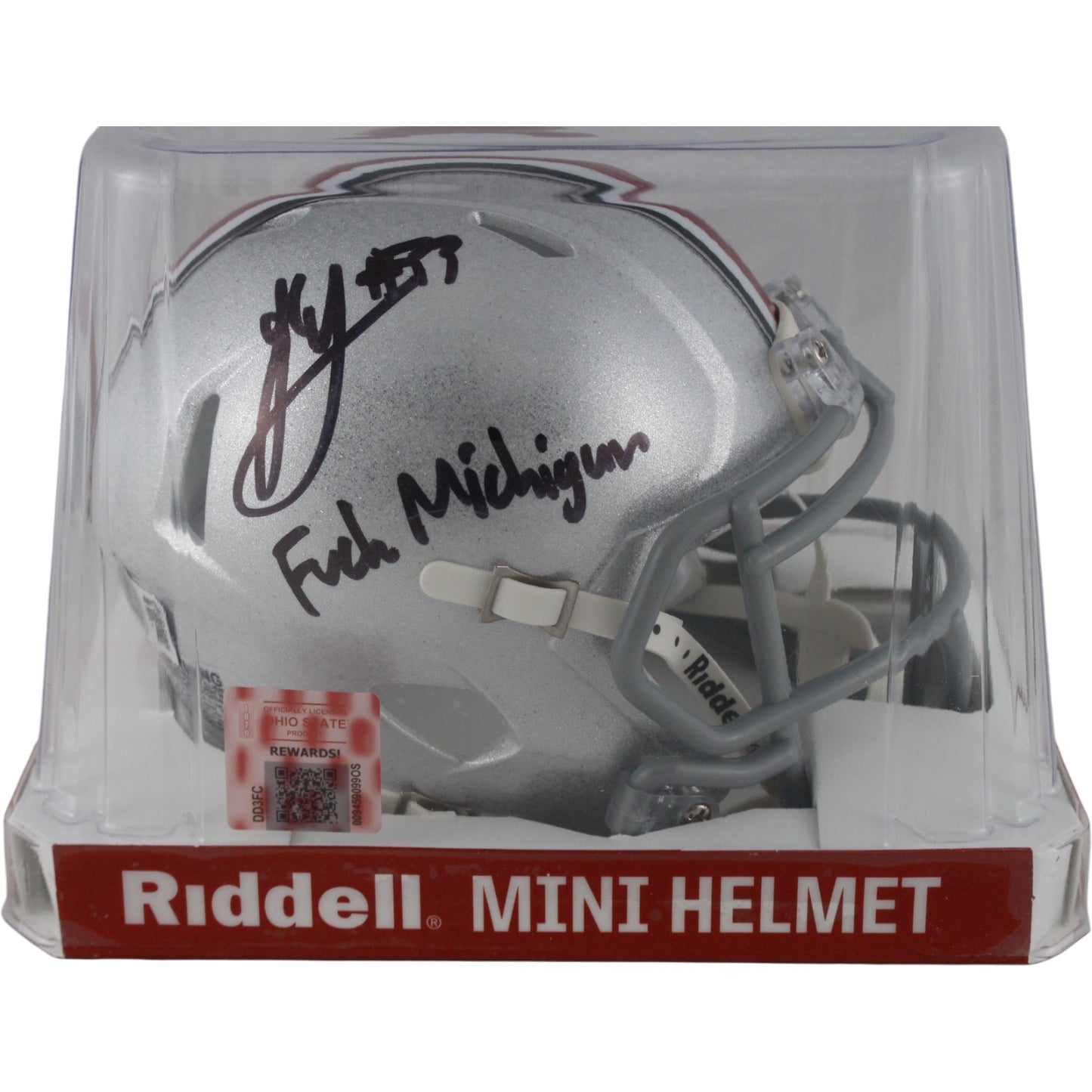 Jack Sawyer Signed Ohio State Buckeyes Mini Helmet (F Michigan Inscription)