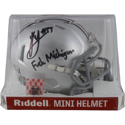 Jack Sawyer Signed Ohio State Buckeyes Mini Helmet (F Michigan Inscription)
