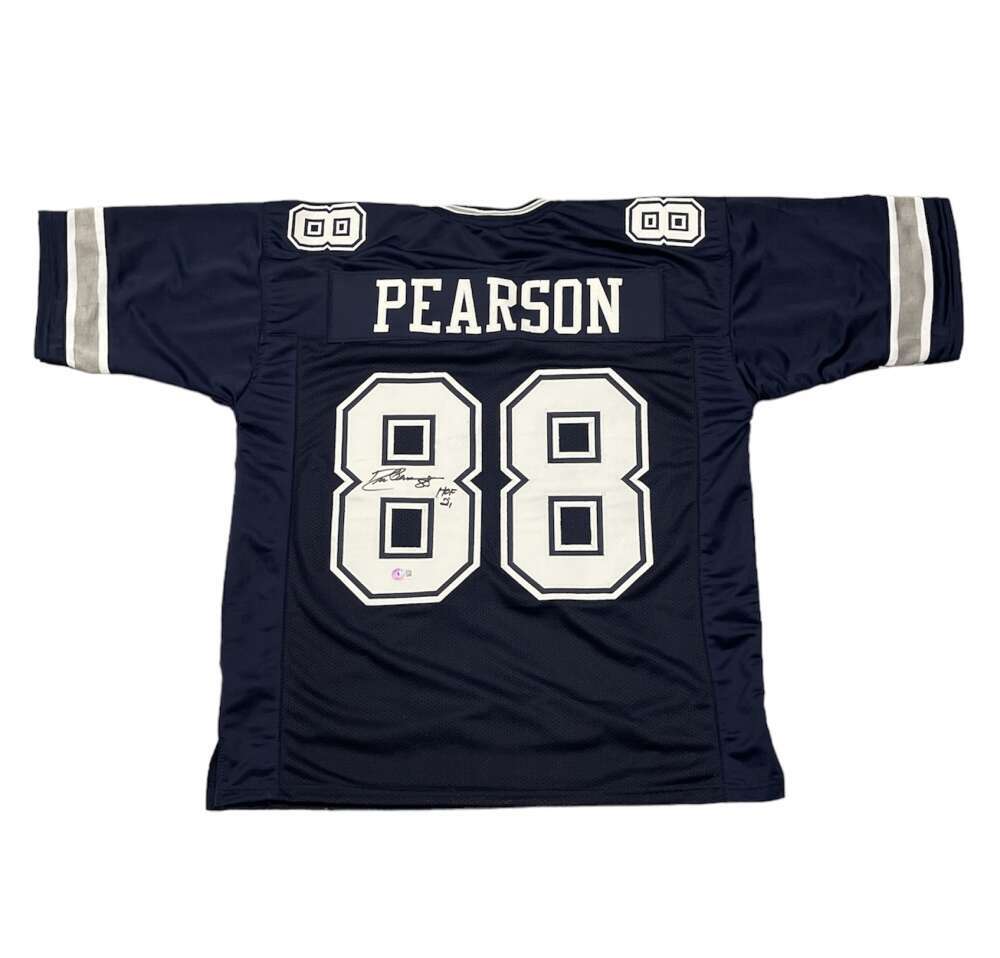 Drew Pearson Signed Dallas Cowboys Navy Custom Jersey (HOF 21)