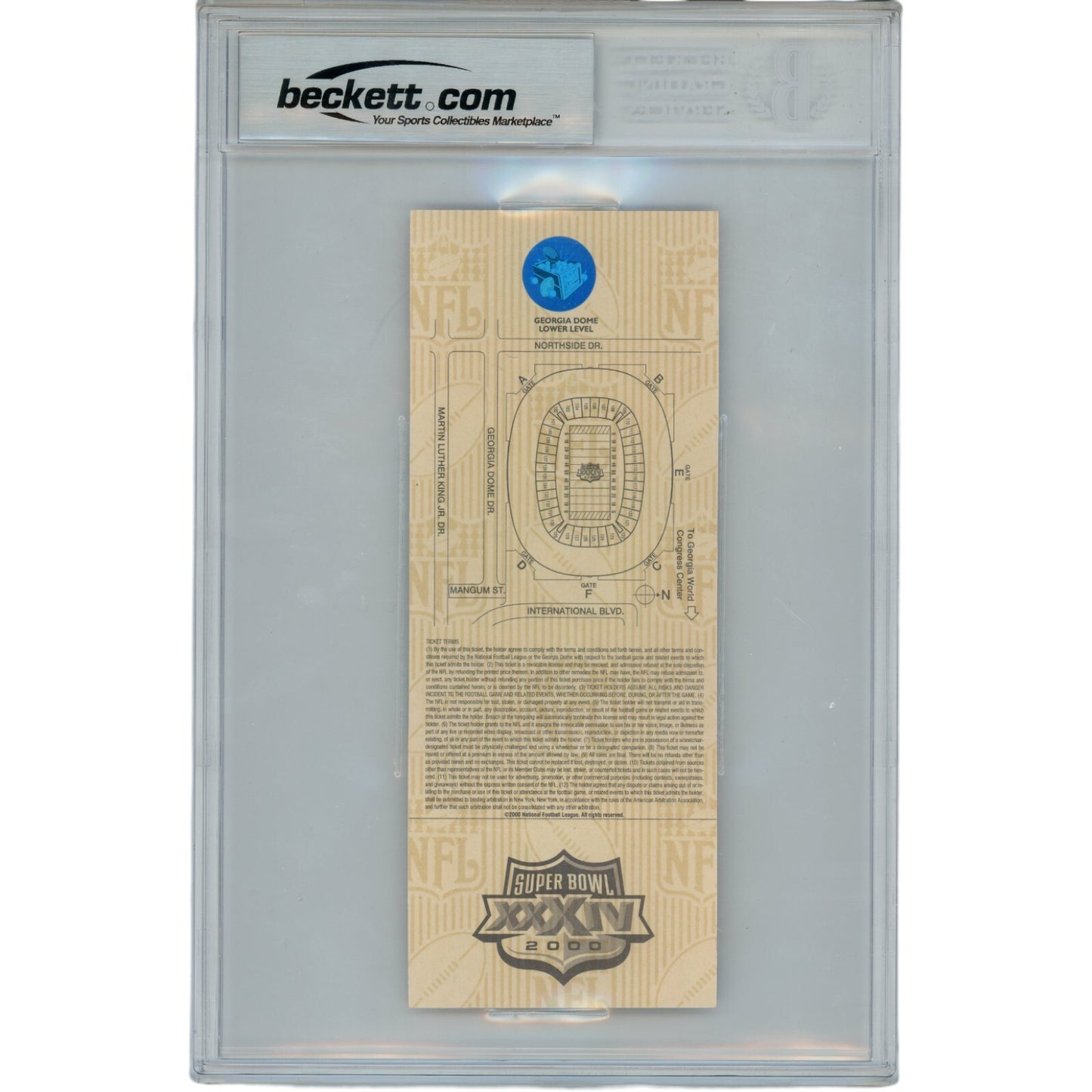 Kurt Warner Signed Super Bowl XXXIV MVP Ticket Stub BAS Slabbed